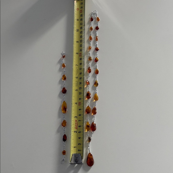 Baltic Amber Necklace + Bracelet in Silver wiring - Picture 3 of 6